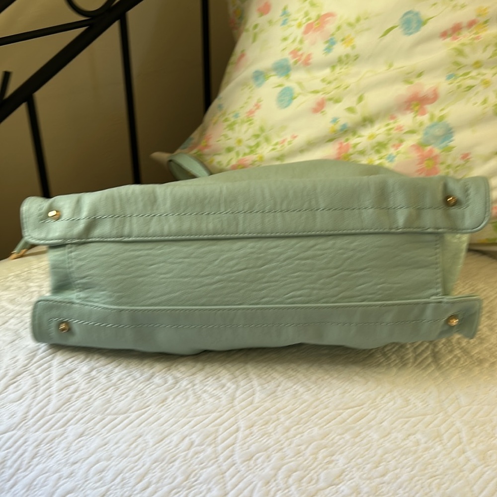 Jessica Simpson aqua teal double strap handbag with gold tone hardware. - Picture 5 of 14